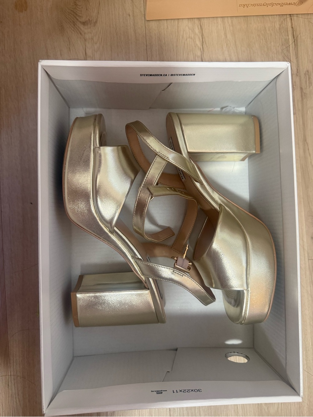 Steve Madden Metallic Gold Platform Sandals with Block Heel